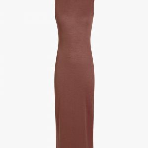 Khaite Demi Dress in Chestnut Wool Silk