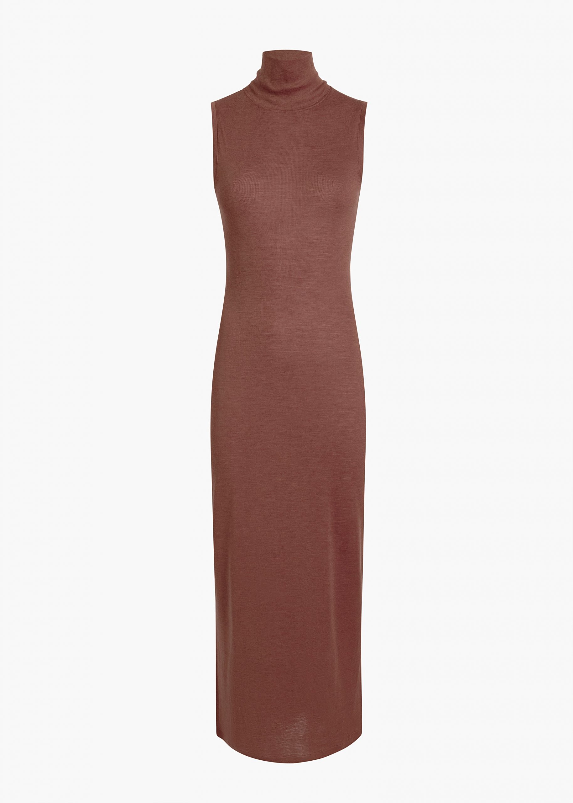 Khaite Demi Dress in Chestnut Wool Silk
