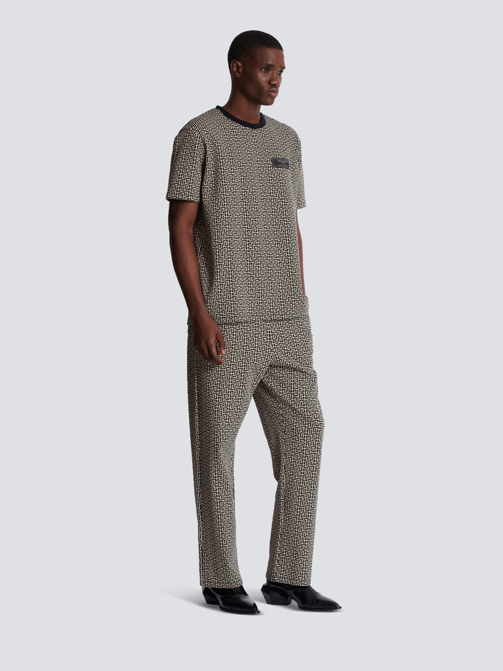 Balmain T-shirt en jacquard monogramme PB Labyrinthe