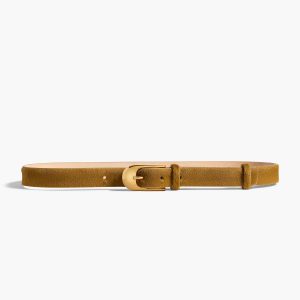 Khaite Dome Belt in Bronze Haircalf with Gold