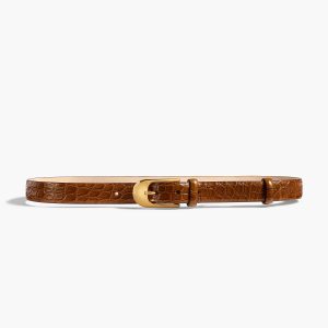Khaite Dome Belt in Dark Honey Alligator with Gold