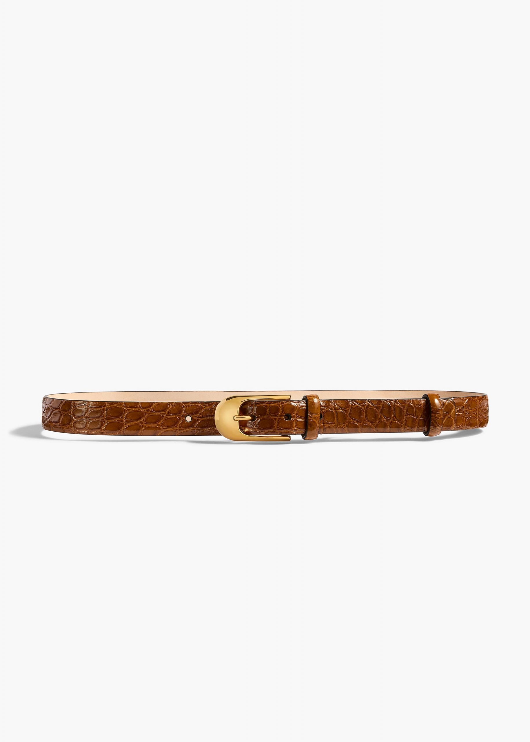 Khaite Dome Belt in Dark Honey Alligator with Gold