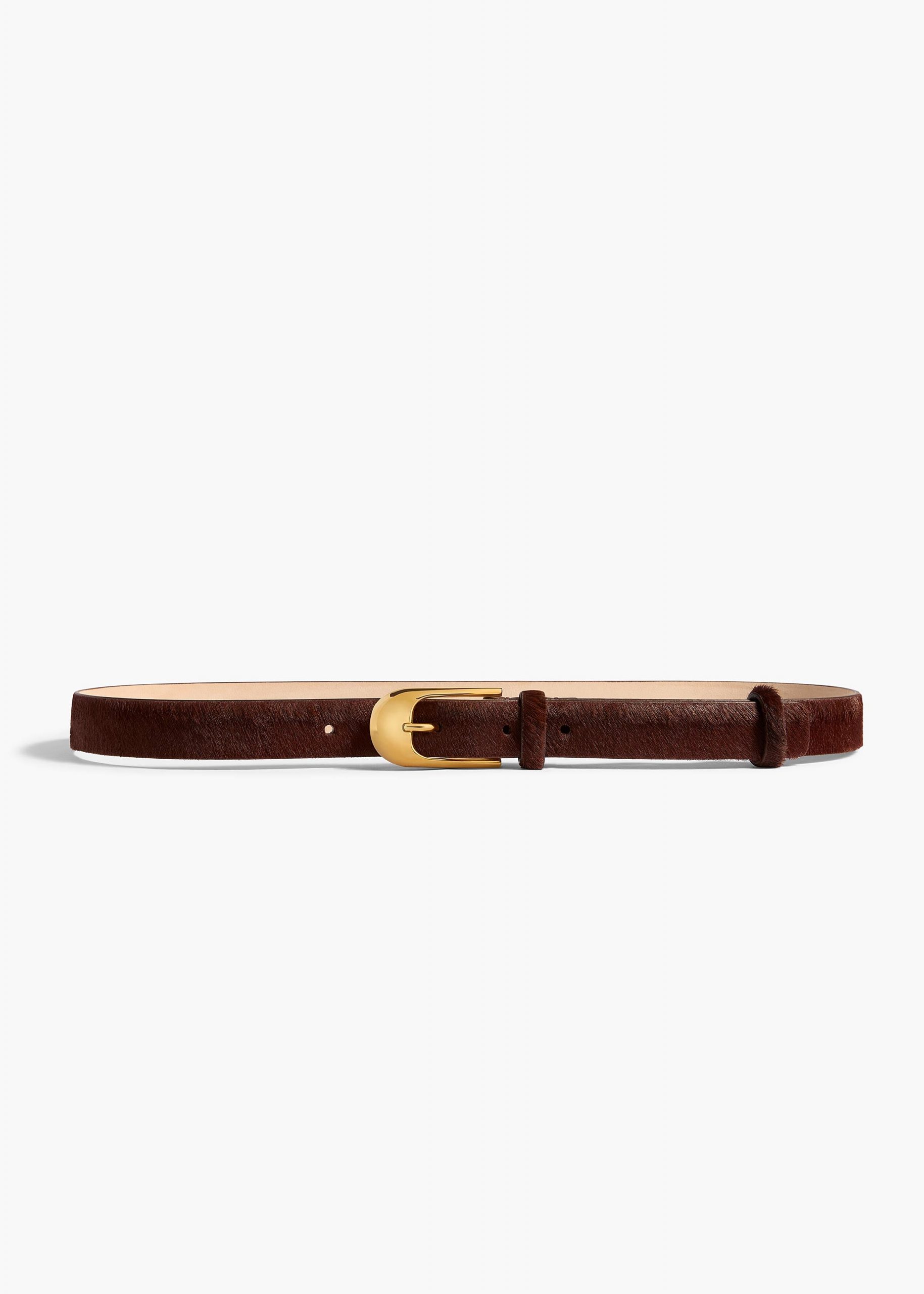 Khaite Dome Belt in Red Mahogany Haircalf with Gold