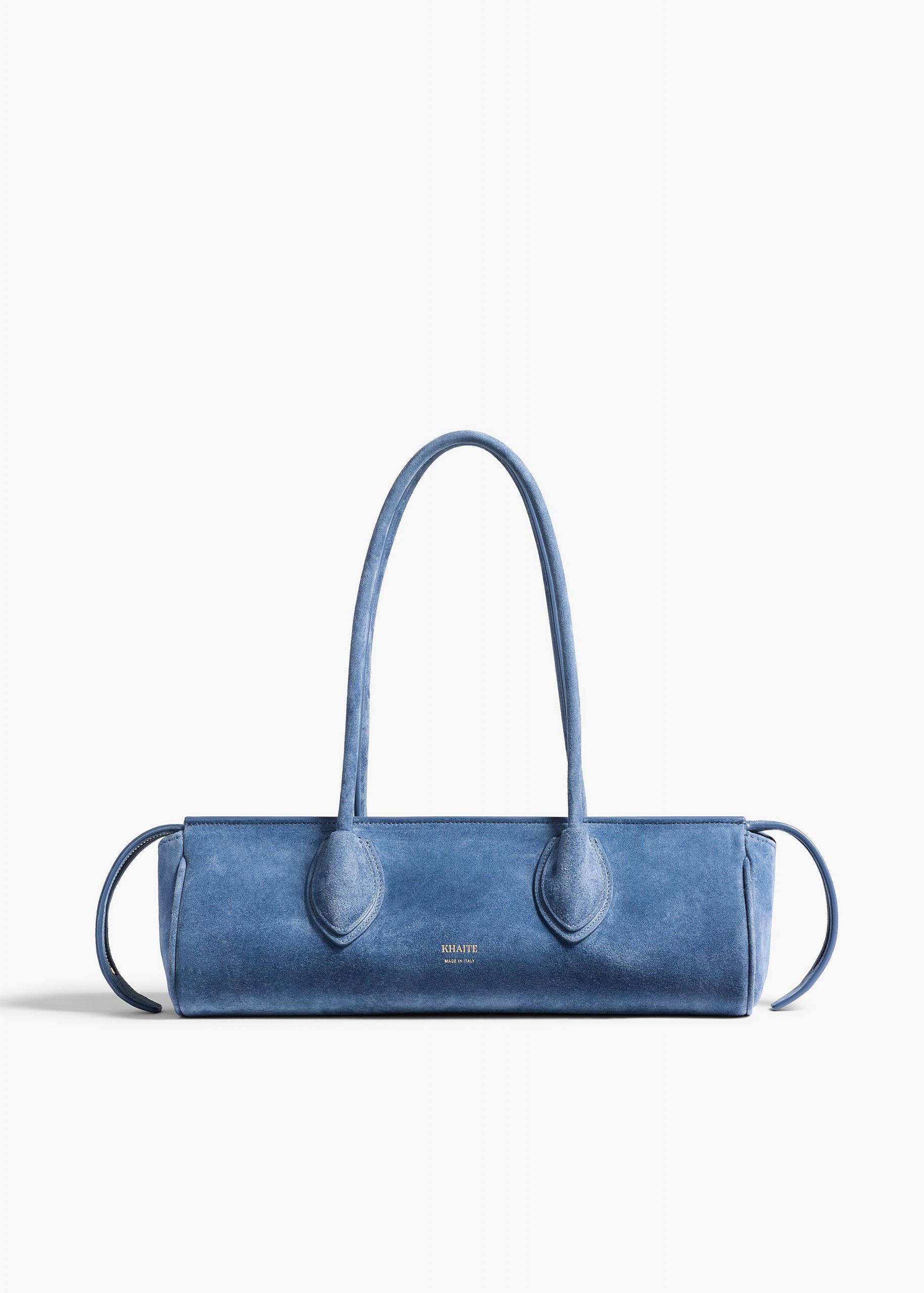 Khaite Donna Shoulder Bag in Cloud Iris Suede