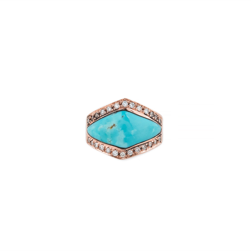 Jacquie Aiche Pave Diamond Turquoise Inlay V Ring