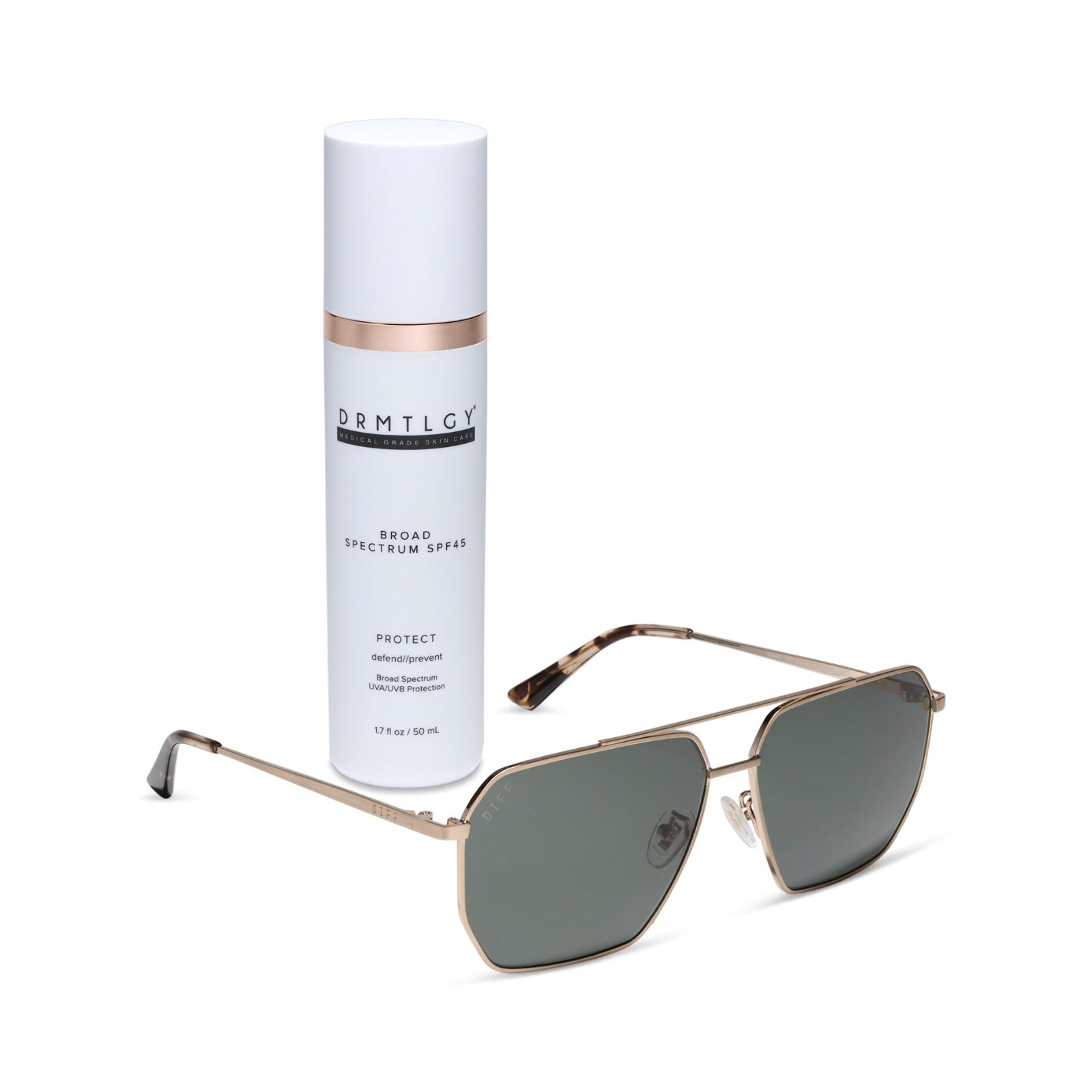 DIFF DRMTLGY - BERKELY + CHAMPAGNE GOLD + ALOE GREEN GRADIENT + POLARIZED SUNGLASSES