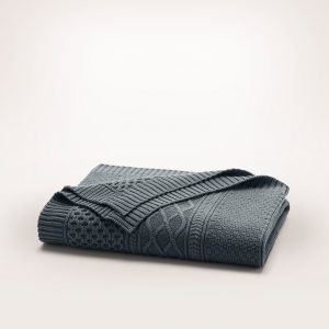 Bollandbranch Aran Knit Throw Blanket - Deep Bluestone