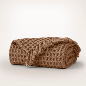 Bollandbranch Grand Waffle Merino Wool Throw Blanket - Deep Camel