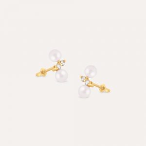 Dinny Hall Shuga Double Pearl & Diamond Stud Earrings