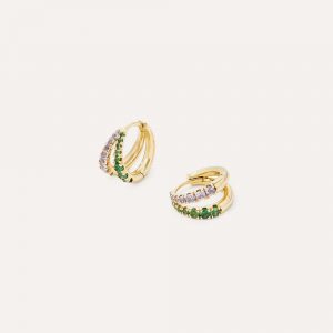 Dinny Hall Signature Duo Tanzanite & Tsavorite Huggie Hoop Earrings
