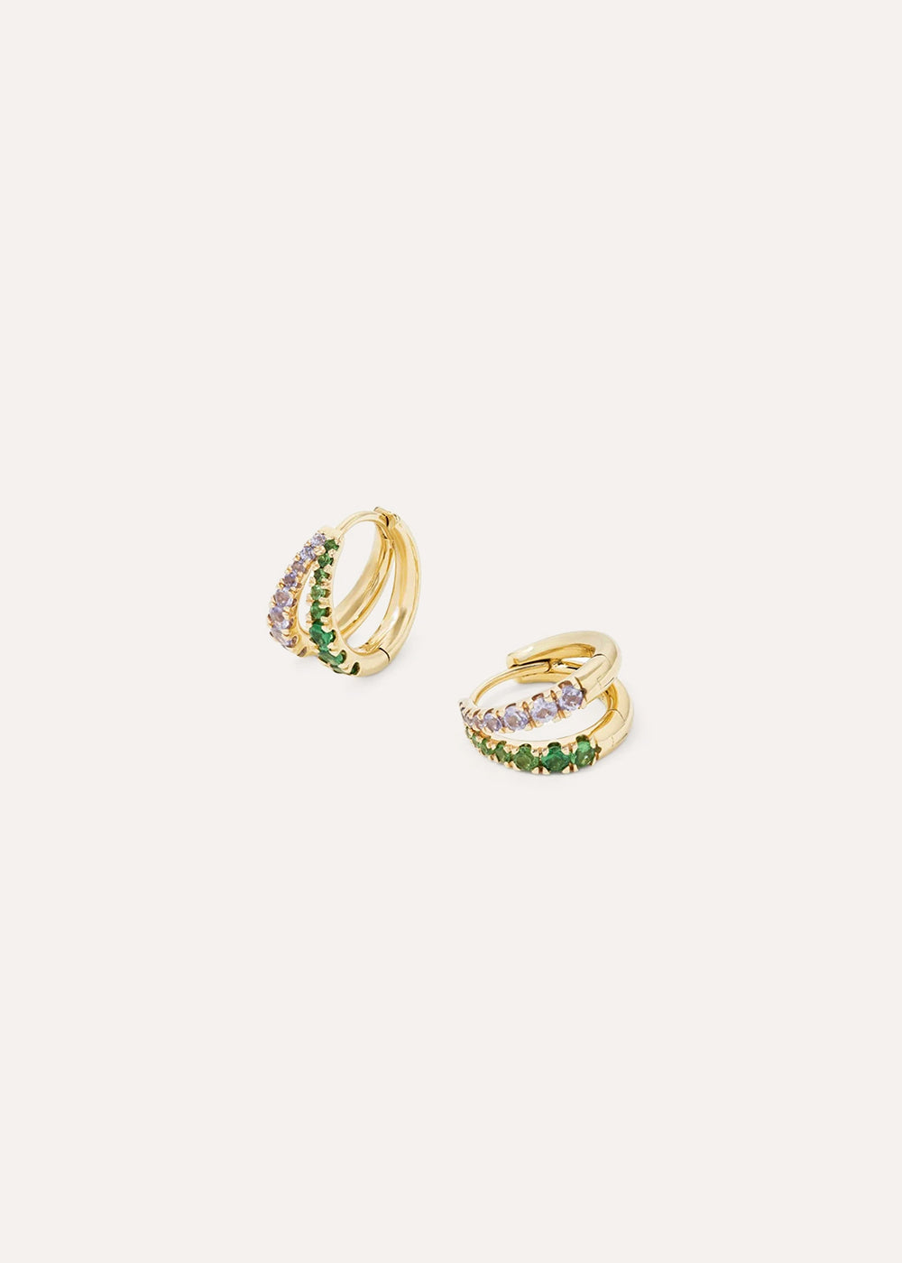 Dinny Hall Signature Duo Tanzanite & Tsavorite Huggie Hoop Earrings