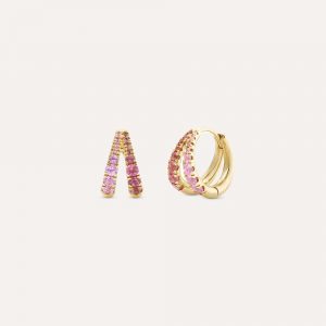 Dinny Hall Signature Duo Rubellite & Pink Sapphire Huggie Hoop Earrings