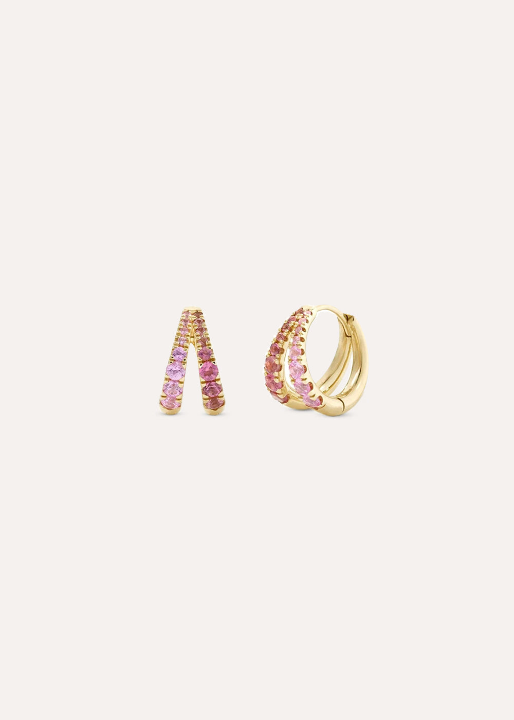 Dinny Hall Signature Duo Rubellite & Pink Sapphire Huggie Hoop Earrings