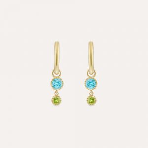 Dinny Hall Blue Topaz & Peridot Duo Drop Hoop Earrings