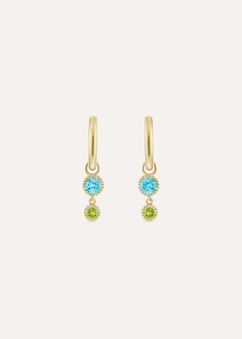 Dinny Hall Blue Topaz & Peridot Duo Drop Hoop Earrings