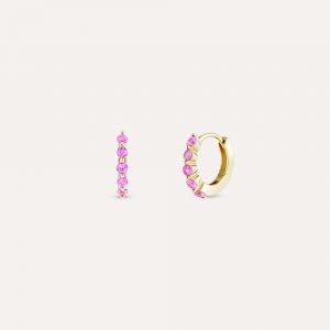 Dinny Hall Shuga Mini Pink Sapphire Huggie Hoop Earrings