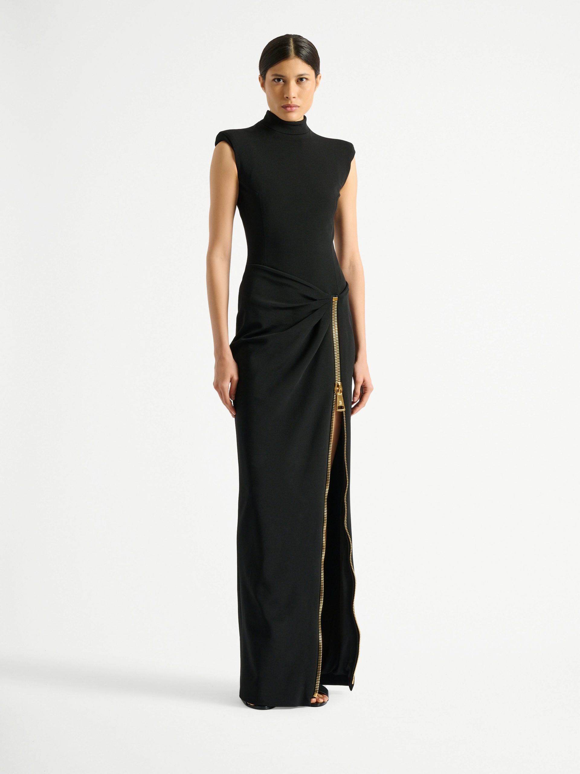 Balmain Robe longue fendue en jersey