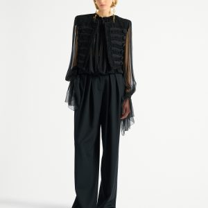 Balmain Veste bord à bord en tweed et mousseline