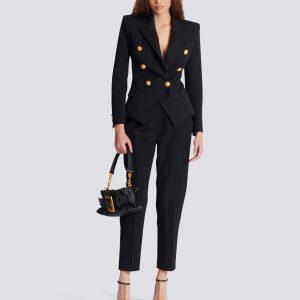 Balmain Veste 6 boutons ajustée en grain de poudre