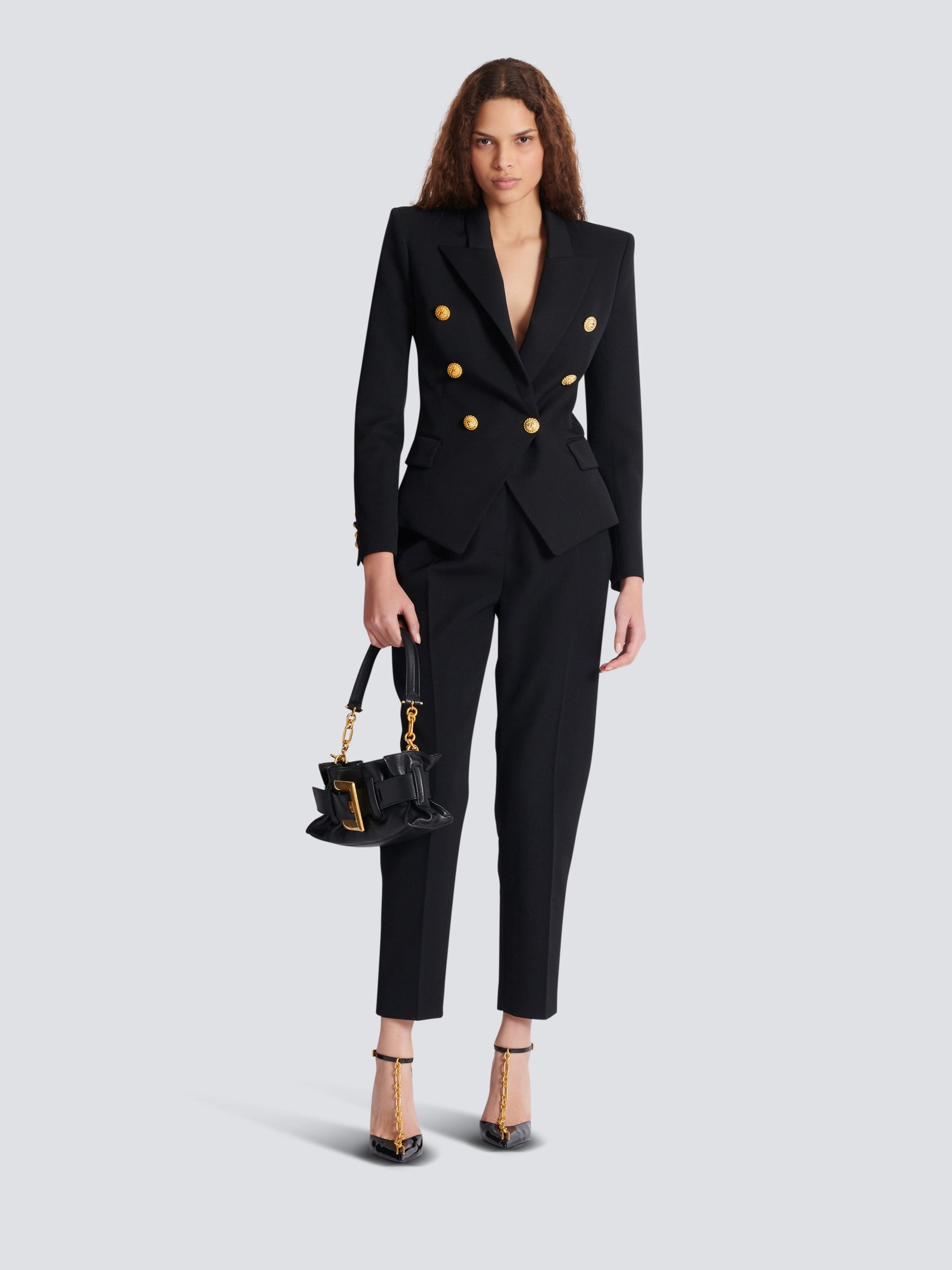 Balmain Veste 6 boutons ajustée en grain de poudre