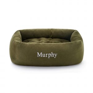 The Foggy Dog Olive Flannel Bolster Dog Bed