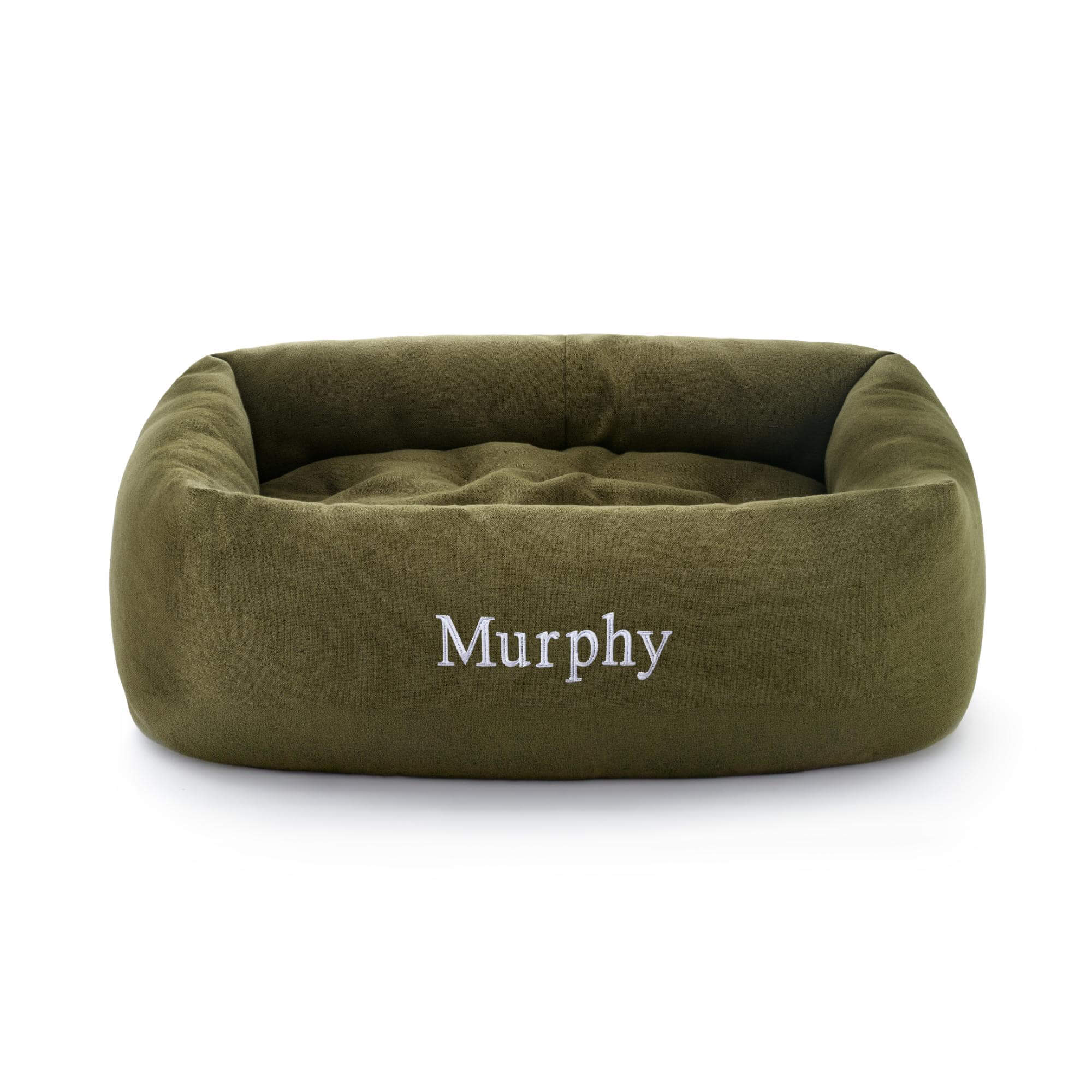 The Foggy Dog Olive Flannel Bolster Dog Bed