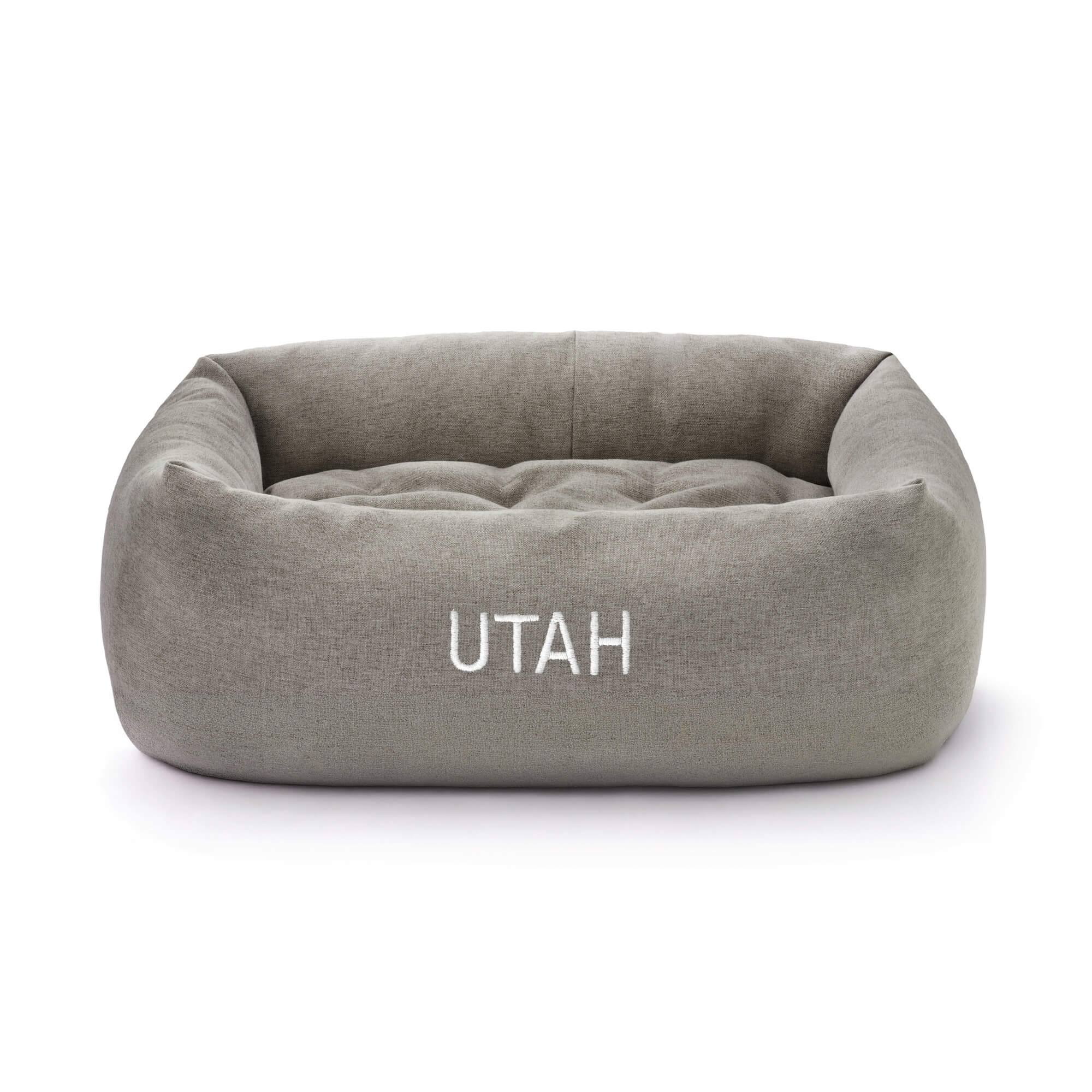 The Foggy Dog Pebble Gray Flannel Bolster Bed