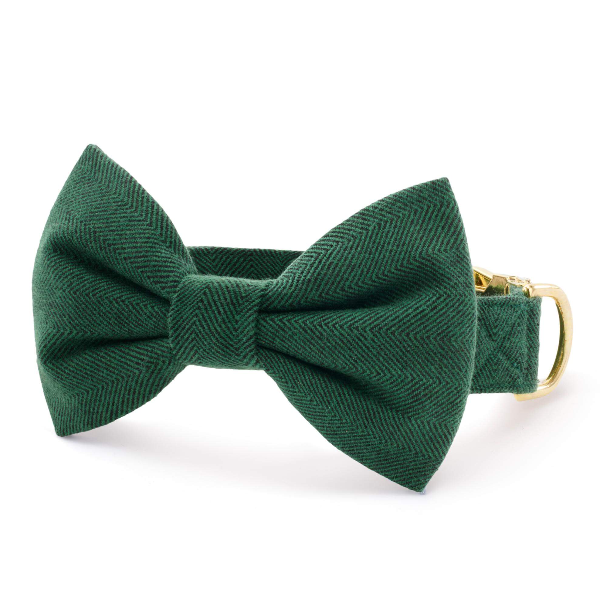 The Foggy Dog Evergreen Herringbone Flannel Bow Tie Collar