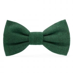 The Foggy Dog Evergreen Herringbone Flannel Dog Bow Tie