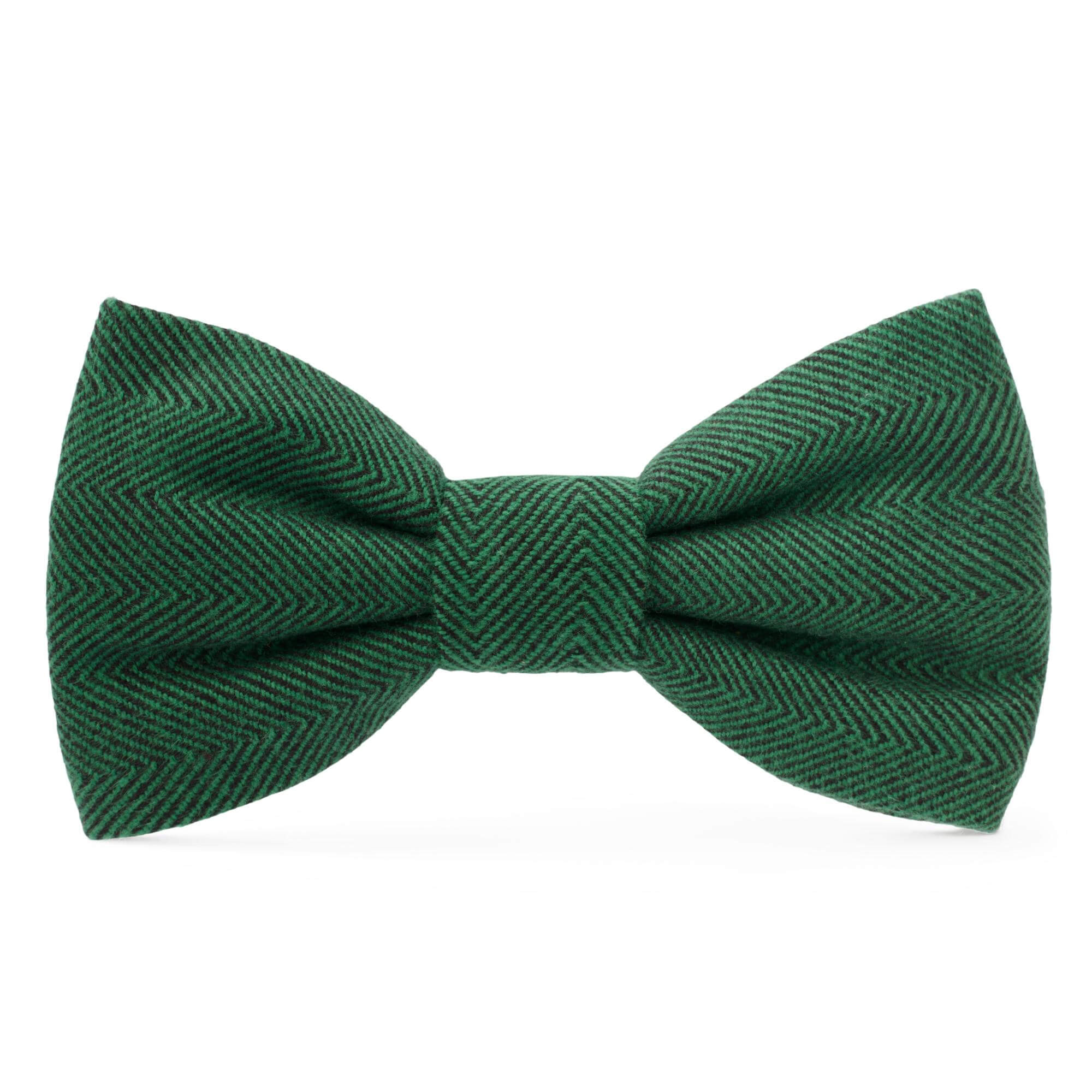 The Foggy Dog Evergreen Herringbone Flannel Dog Bow Tie