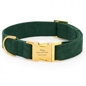 The Foggy Dog Evergreen Herringbone Flannel Dog Collar
