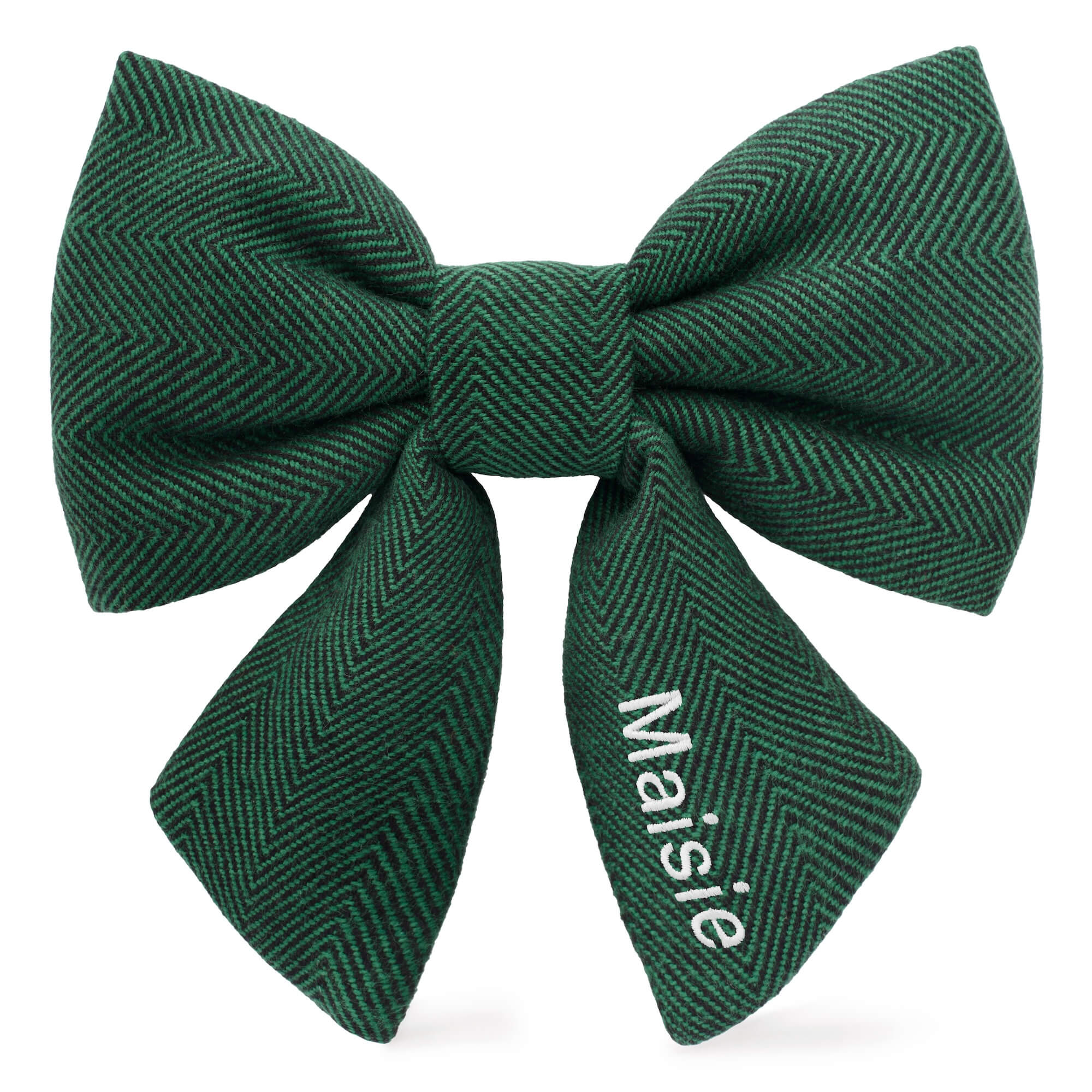 The Foggy Dog Evergreen Herringbone Flannel Lady Dog Bow