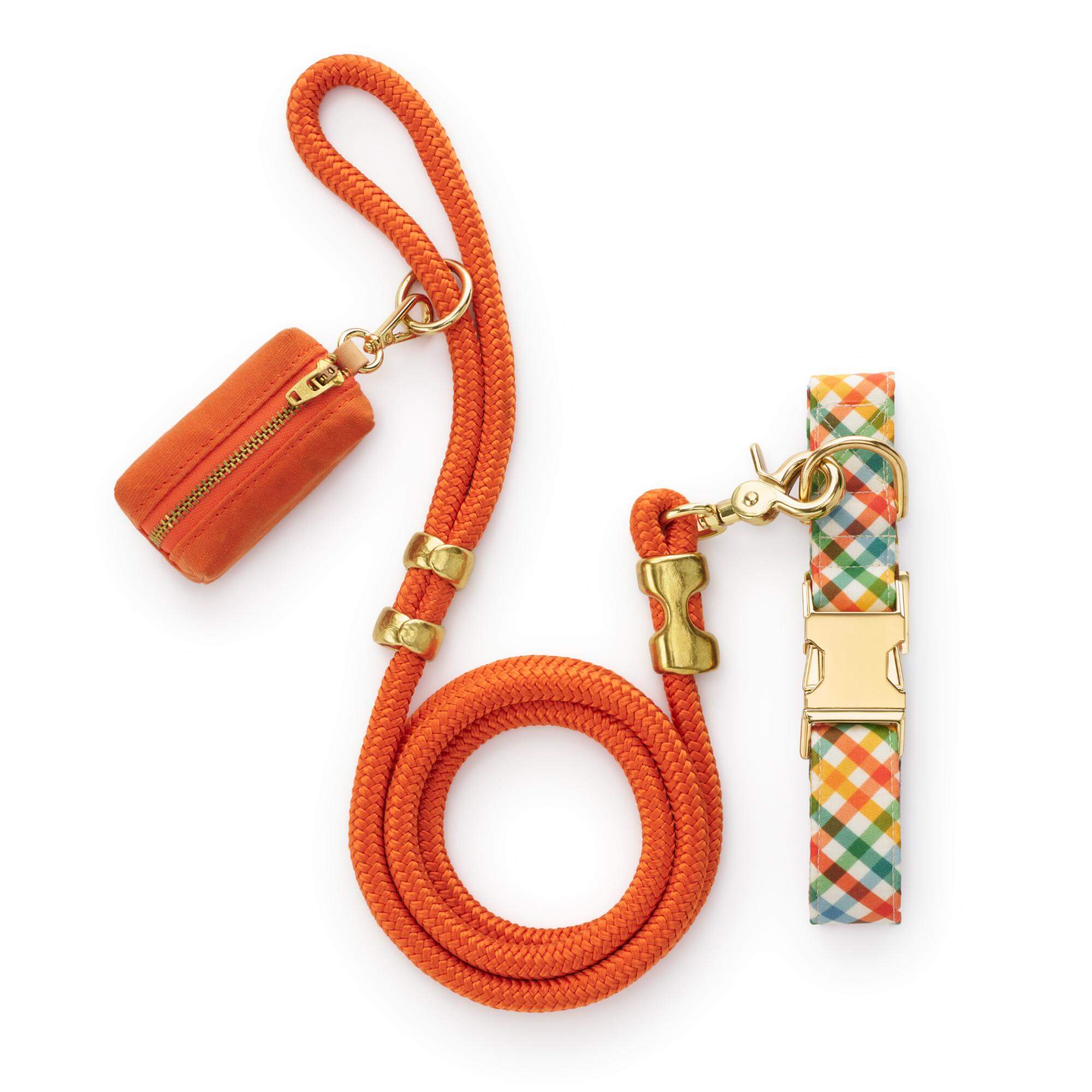 The Foggy Dog Harvest Gingham Collar Walk Set