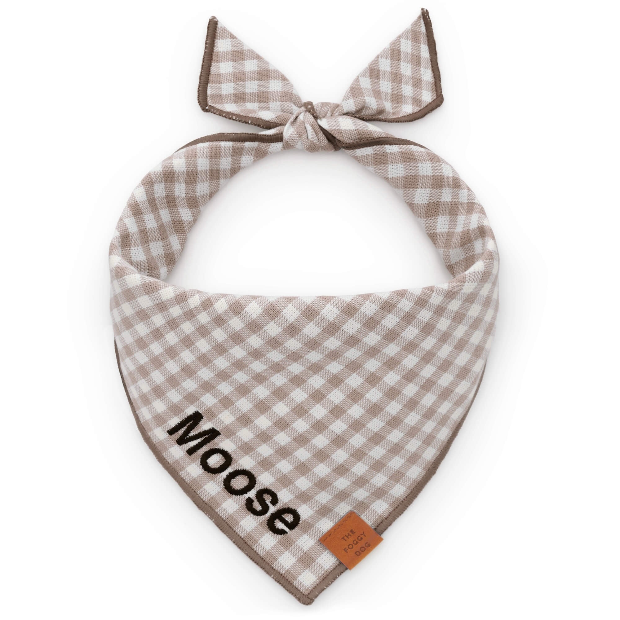 The Foggy Dog Mushroom Brown Gingham Dog Bandana