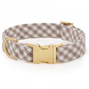 The Foggy Dog Mushroom Brown Gingham Dog Collar