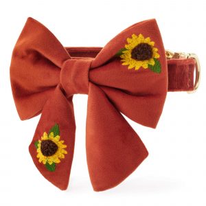 The Foggy Dog Sunflower Embroidered Lady Bow Collar
