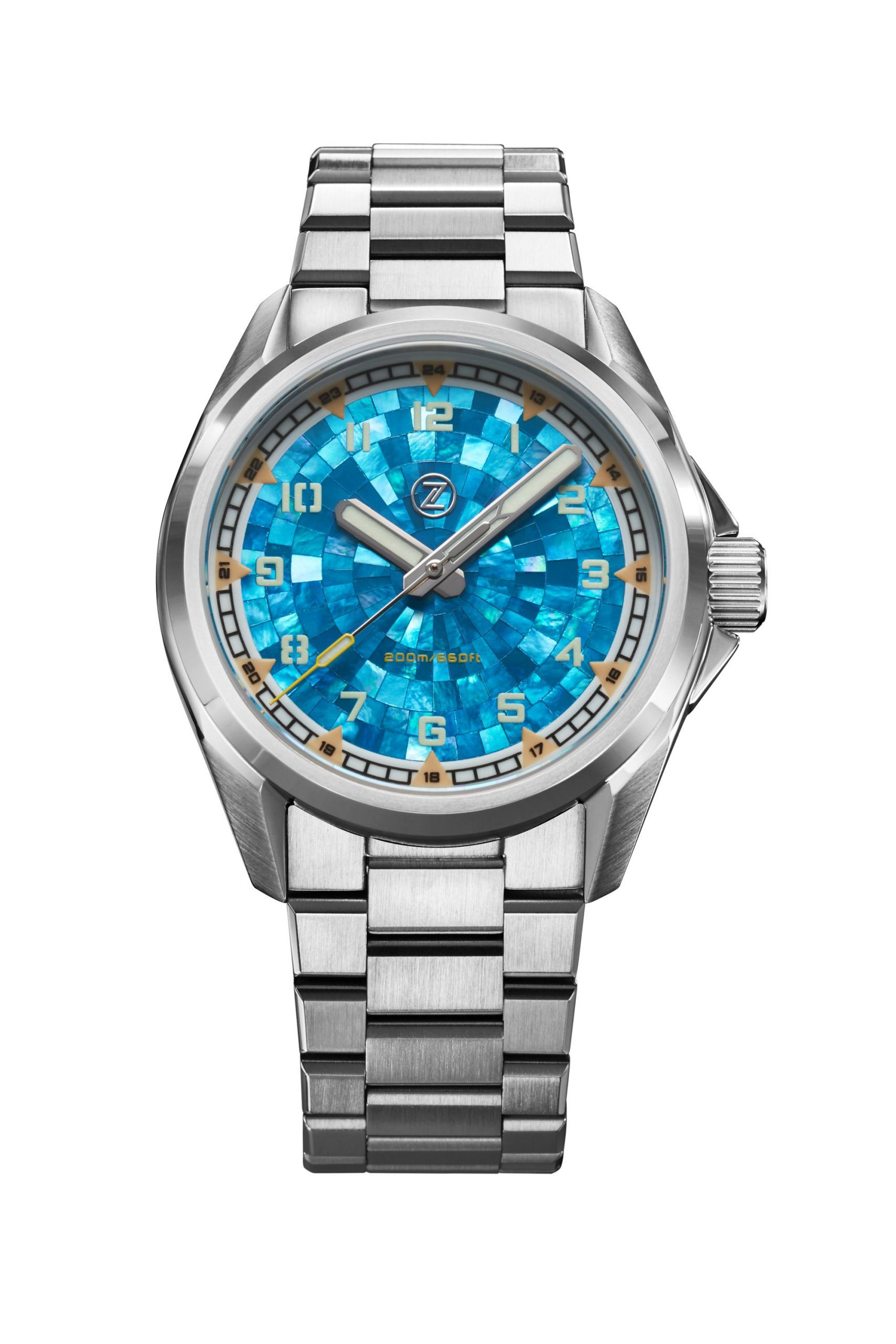 Zelos Swordfish Field 38mm SS 'Mosaic MOP'