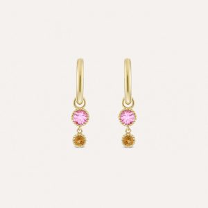 Dinny Hall Pink Tourmaline & Orange Garnet Duo Drop Hoop Earrings