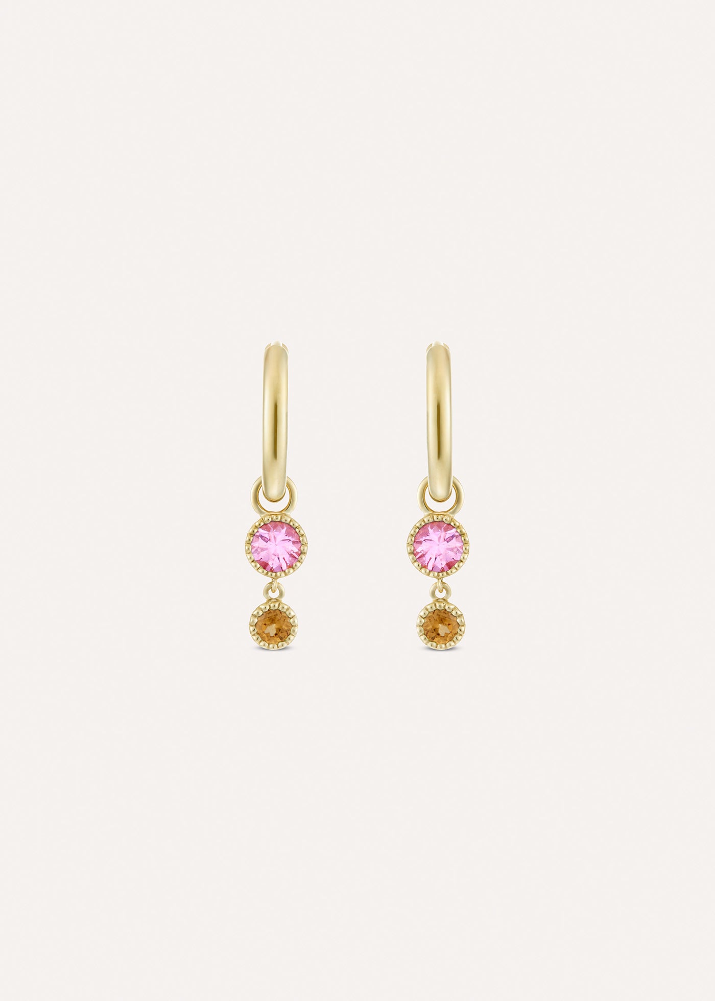 Dinny Hall Pink Tourmaline & Orange Garnet Duo Drop Hoop Earrings