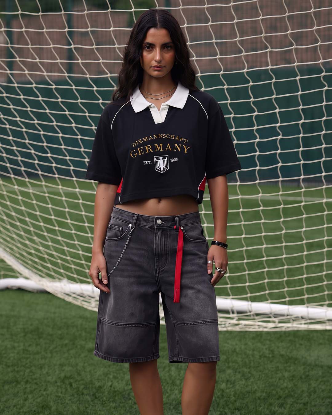 Shop Football Germany Women's Oversized Cropped Polo