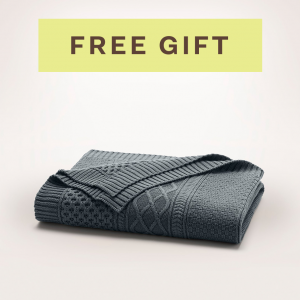 Bollandbranch FREE Waffle Whipstitch Throw or Aran Knit Throw - Aran Knit Throw - Deep Bluestone
