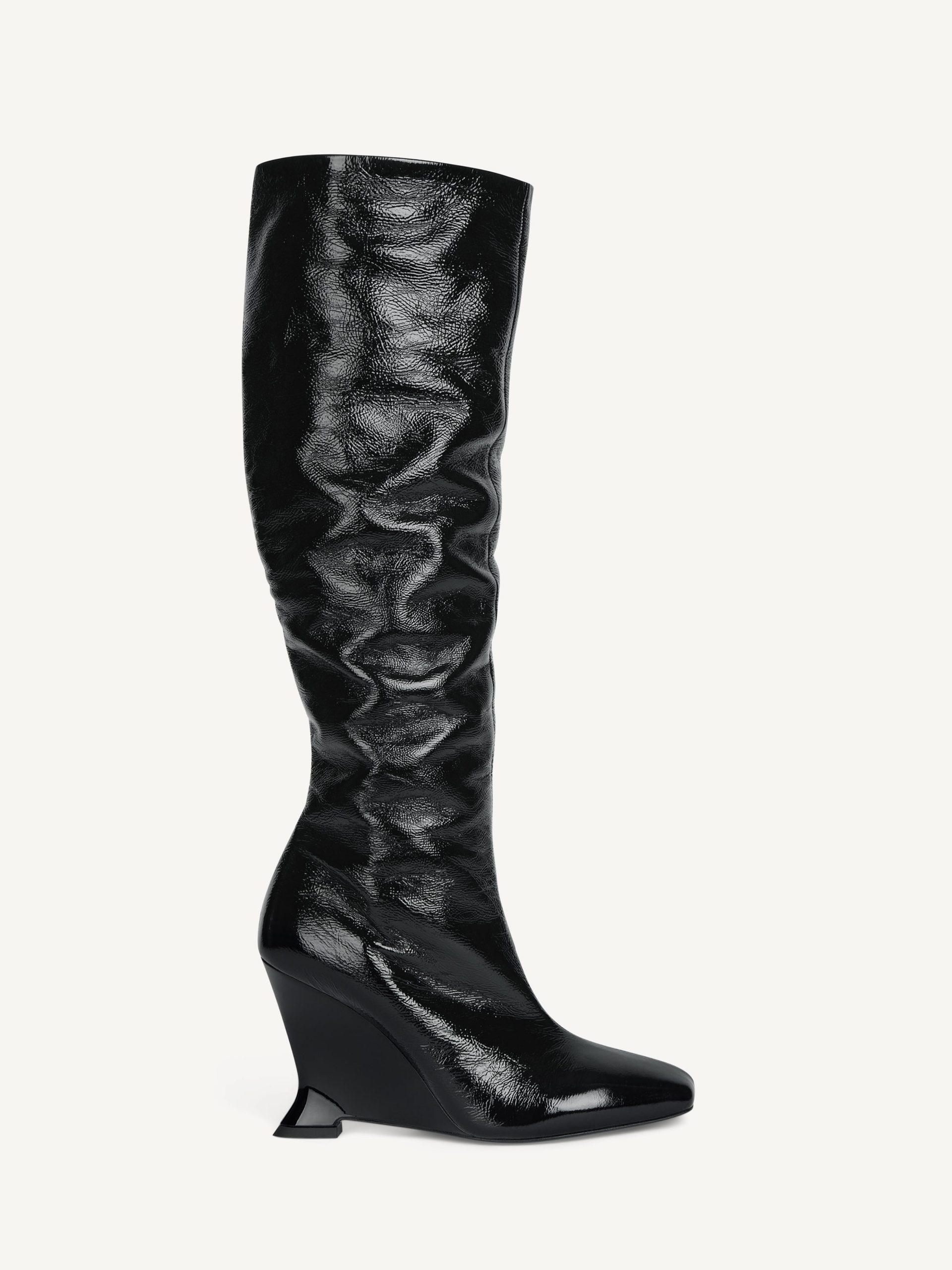 Balmain Bottes wedge en cuir verni froissé