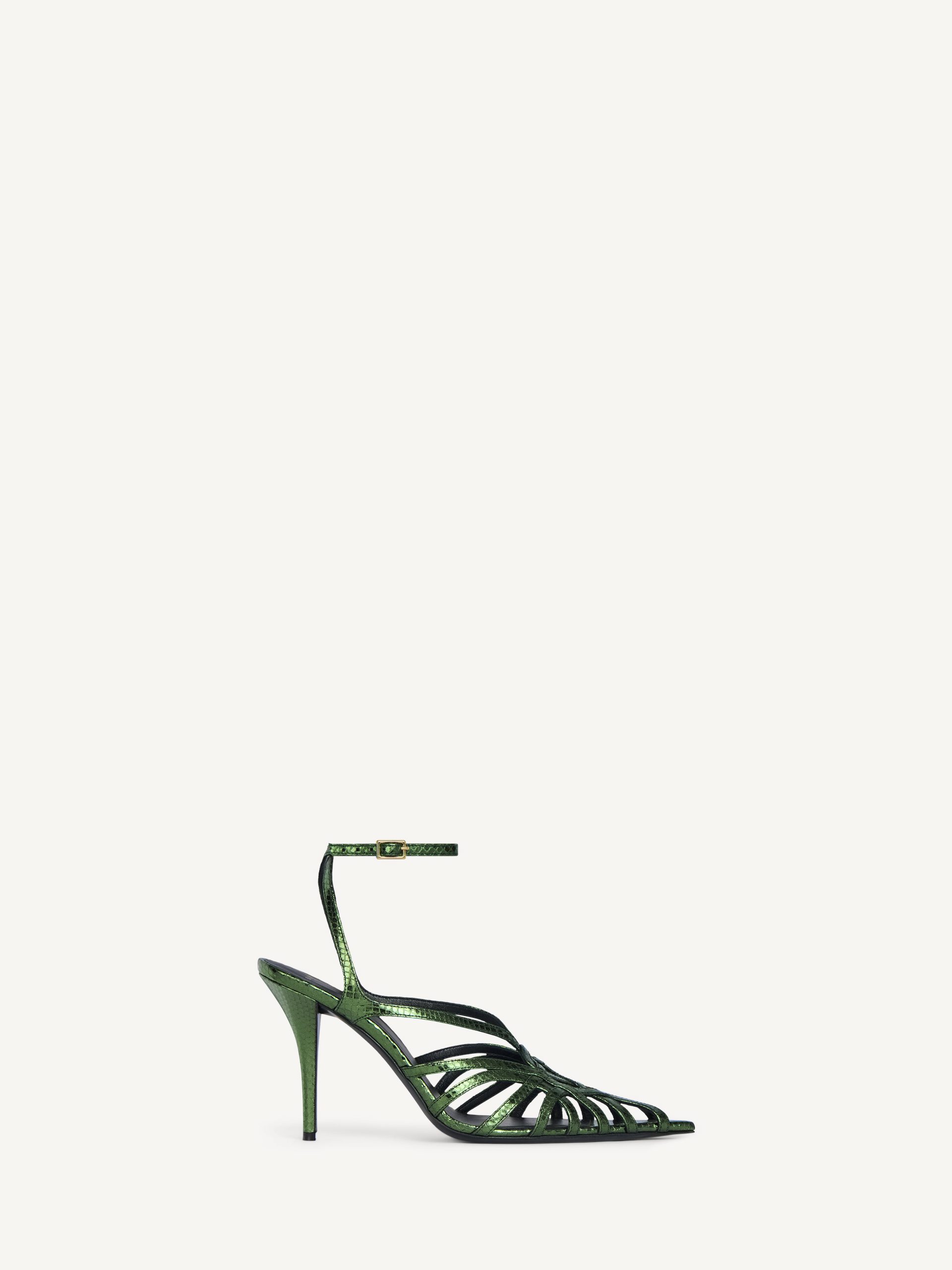 Balmain Sandales Cage en cuir effet python
