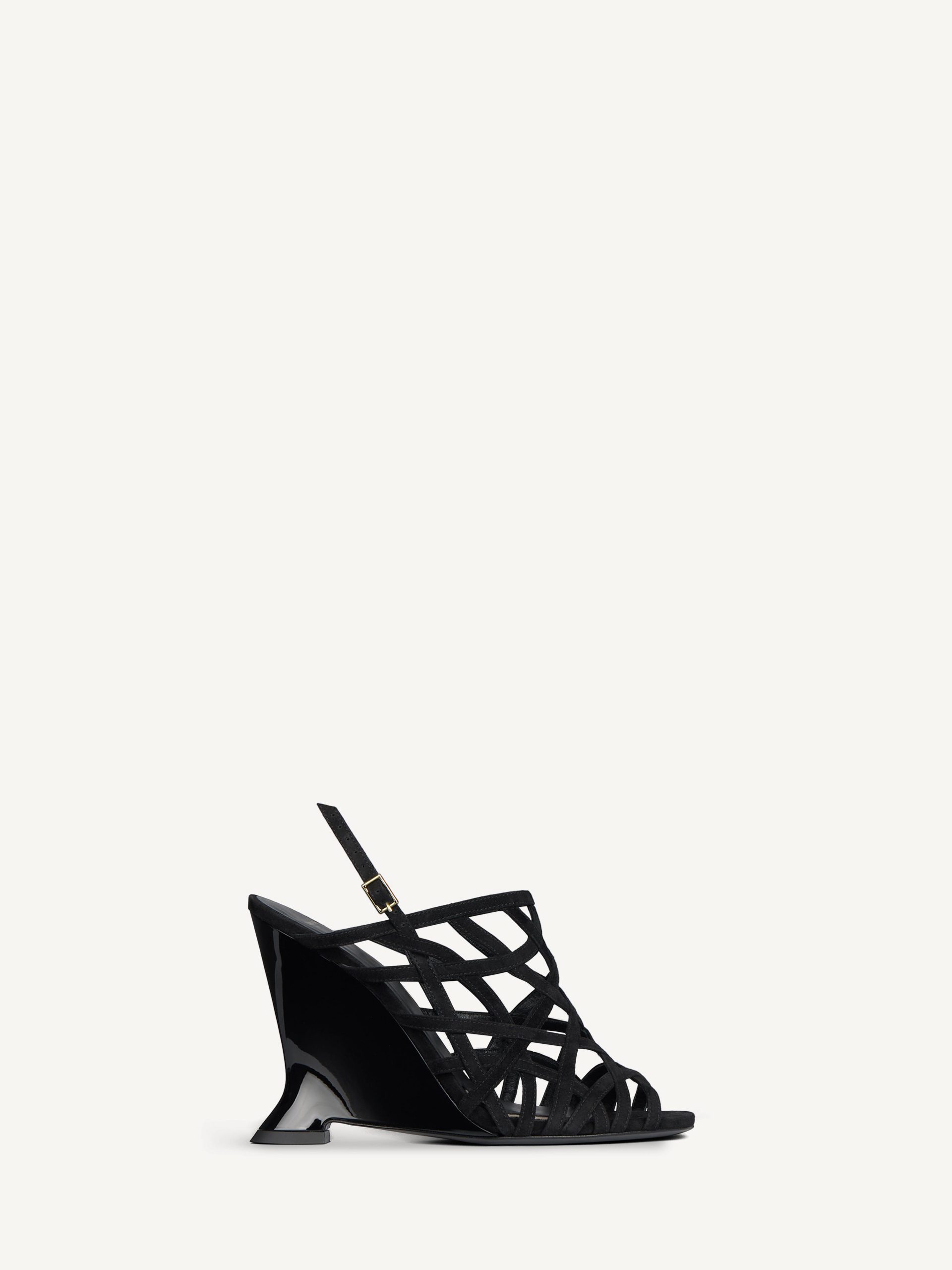 Balmain Sandales Wedge Cage en cuir suédé