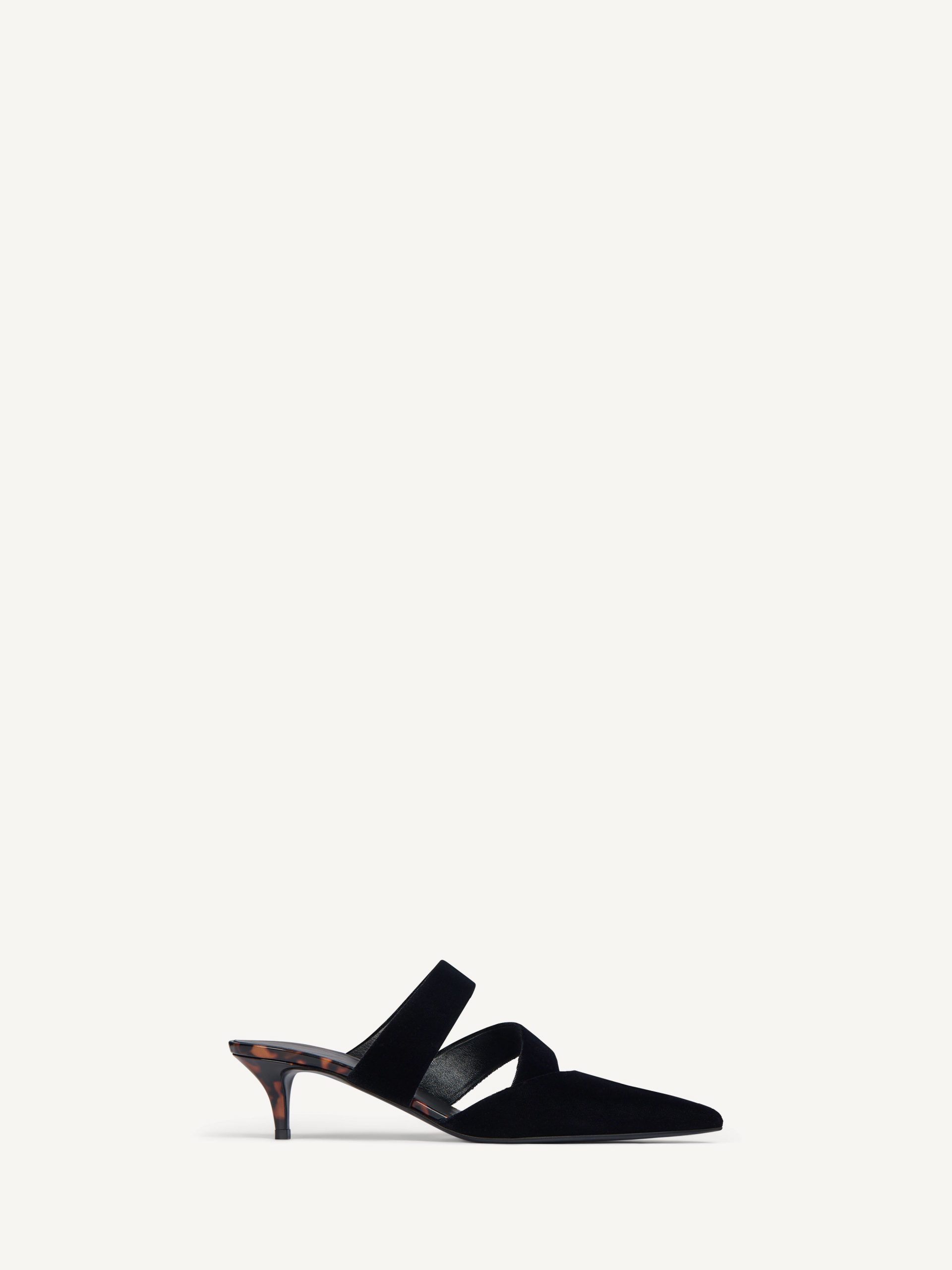 Balmain Mules en velours et cuir verni imprimé