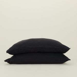 Hawkins New York Simple Linen Pillowcases, Set of 2 - Black