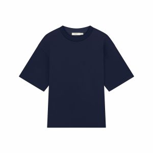 Pangaia Womens Interlock Oversized T-Shirt—Granite Navy