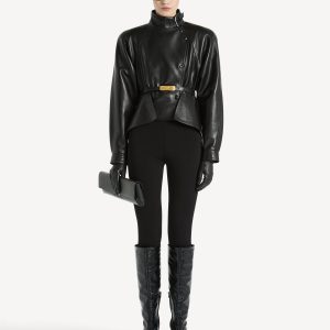 Balmain Veste signature en cuir d'agneau
