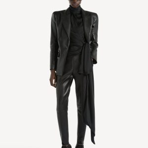 Balmain Veste épaulée en cuir d'agneau