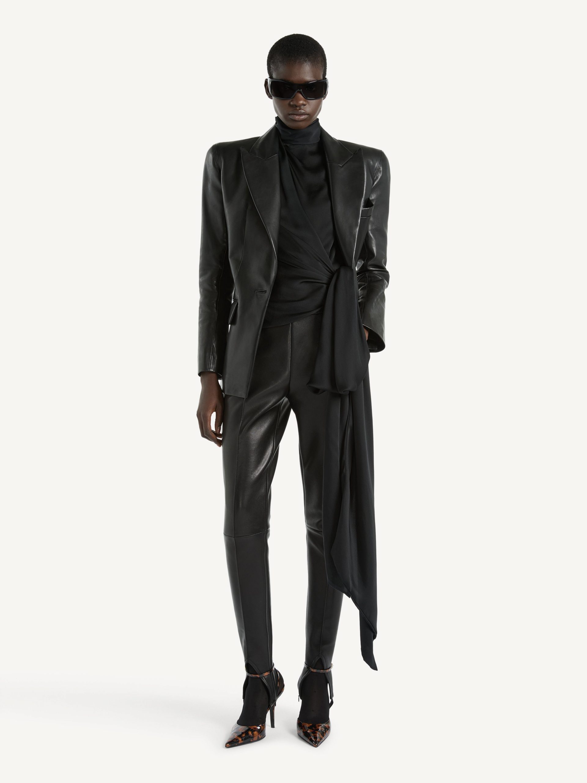 Balmain Veste épaulée en cuir d'agneau